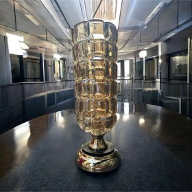 Resim Dekoratif Kristal Cam Vazo Krom Kaplama Gold 