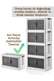 Resim naturelove 4 Katlı Katlanabilir Modüler Dolap - Ev Ofis Kiler Düzenleyici İstiflenebilir Çok Amaçlı Dolap 60 L 