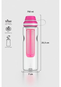 Resim Renga Ege 750 Ml Tritan Süzgeçli Detoks Matara 911008 Fuşya Fuşya 