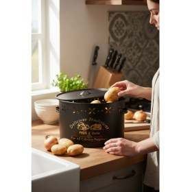 Resim Özbience Iki Bölmeli 18 Lt Metal Patates ve Soğan Kovası, Pratik Saklama Çözümü 