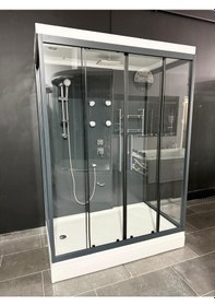 Resim 90x150 Üç Cephe Kompakt Sistem Duşakabin Antrasit Yerli Üretim Kişiye Özel Tasarım 
