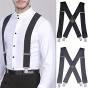 Resim Erkekler için 1 Adet Vintage Ayarlanabilir Elastik X Şekilli Askılar - İdeal Hediye Seçimi, Erkeklerin Günlük Omuz Askıları, Esnek İş Pantolonu Askıları ve Omuz Klipsleri, Dış Mekan Bisiklet Pantolon Kayışı X-Tipi Erkek ve Kadınların Esnek Kayak Kayışı 