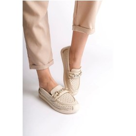 Resim Lıly Bağcıksız Ortopedik Rahat Taban Kalp Desenli Babet Ayakkabı Kt Krem Krem 