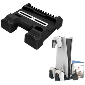 Resim Ps5 İplay İçin Çift Koltuklu Şarj Ve Soğutma Tabanı Braketi Depolama Rafı Siyah 