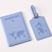 Resim 2 Adet Set, İş Şıklığı Bavul Etiketi ve Pasaport Kılıfı, Katlanabilir, Hafif, Ayarlanabilir Bant, Astarsız, Açık Kapanış, Mikrofiber, Islak Mendil Temizliği, Seyahat ve Belgeleri Saklamak İçin İdeal 