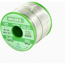 Resim Soldex Kurşunsuz, Gümüşsüz Lehim Teli Sn: 99.3 - Cu: 0.7 - 200 Gr, 0.50 Mm 