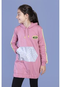 Resim Toontoy Kız Çocuk Kanguru Cepli Reflektör Detaylı Sweatshirt Gülkurusu 