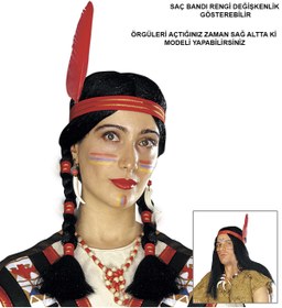 Resim neararsanbizden Tüylü Örgülü Kızılderili Parti Peruğu 
