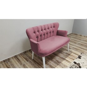 Resim Azra Mobilya Ikili Koltuk - Kanepe - Babyface Kumaş - Ahşap Ayak - Gül Kurusu Gül Kurusu 