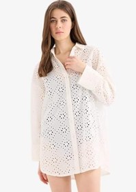 Resim DeFacto Regular Fit Pamuklu Brode Plaj Gömleği C0506AX25SM Kadın 