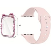 Resim Gaojunshop01 41mm 2li İwatch Kedi Bant Seti Ekran Koruyuculu Kadın Bileklik 