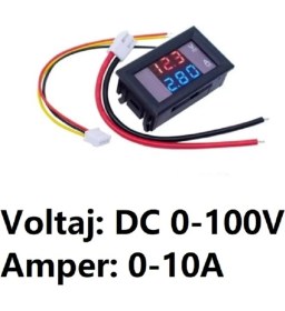 Resim Dijital Voltmetre Ampermetre 0-100V 0-10A, Hassas Ölçüm Cihazı 