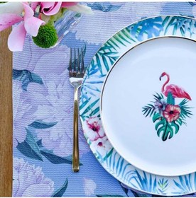 Resim Blue - White Rose Kumaş Amerikan Servis 4'lü Set - 35x50 Keten, Ulusl.yıkama Ve Solmama Sertifikası Çok Renkli 