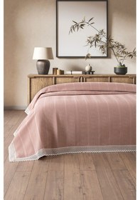 Resim Tek Kişilik Kopanaki Dantelli Waffle Pike-160x230 Cm Gulkurusu Gül Kurusu 