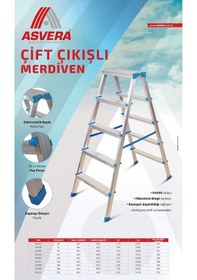 Resim Yakut Serisi 2+2 Basamaklı Alüminyum Çift Çıkışlı Katlanır Merdiven 