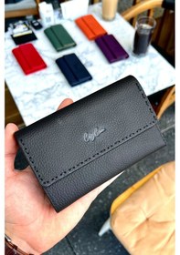 Resim Premium Gift Rose Box - Jesi Siyah Hakiki Deri Kadın Cüzdan Siyah Gül Kutusu Siyah 