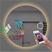 Resim 60 cm Bluetoothlu Makyaj Aynalı Buğu Yapmayan Ledli Yuvarlak Banyo Aynası 