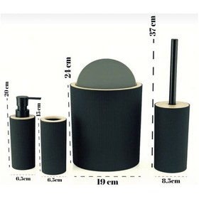 Resim Arvale Quardi Banyo Seti Modern Çizgili - 7 Litre Kova 4 Parça Banyo Çöp Kovası Seti Beyaz 