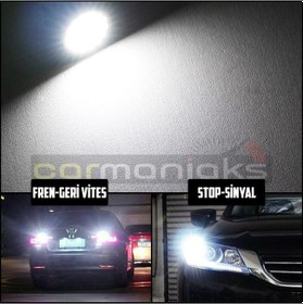 Resim T20 W21 5W 7440 Beyaz Stop Sinyal Geri Vites Gündüz Far Ampülü 