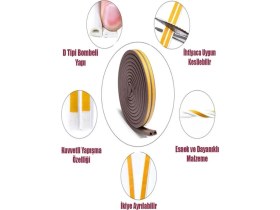 Resim Yapışkanlı 10X2=20 Metre (Kahverengi) Kapı Pencere Bandı Fitili Soğuk Kauçuk Bantları 