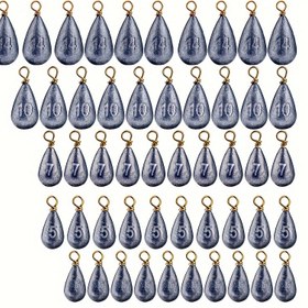 Resim Balıkçılık Kurşunları ve Ağırlık Seti - Yemler için Karışık Renkli Kurşun Damla Şekilli Dönerler, Çeşitli Boyutlar, Mevcut Çoklu Paket Seçenekleri 