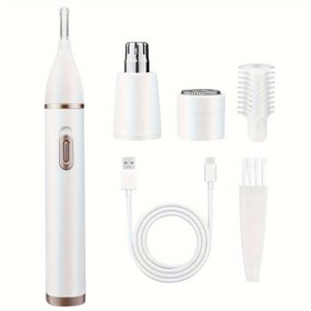 Resim Conduroma Şarj Edilebilir Burun Kılı Makası - Kadınlar ve Erkekler İçin Elektrikli Yüz Kılı Temizleme Aleti - Lityum-İyon, Kulak, Kaş ve Burun Makası, Hassas Ciltler İçin Taşınabilir Epilasyon Cihazı, Ağrısız ve Bej Renkli Bakım Çözümü 