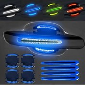 Resim 8 adet Evrensel 3D Karbon Fiber Desenli Araç Kapı Kolu Etiketleri Çizilmeye Dayanıklı Etiketler Araç Güvenlik Yansıtıcı Şerit Araç Etiketleri 