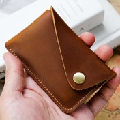 Resim 1 adet Japon Retro Zarf Kartlık Cüzdan - Altın Vurgulu Kompakt Çıtçıtlı İş Kartvizitlik, Kahverengi Kadın Moda Aksesuarı, Şık Küçük Cüzdan, Günlük Kullanım, Vintage Estetik, Zarif Bitiş, Minimalist Kullanıcılar İçin 