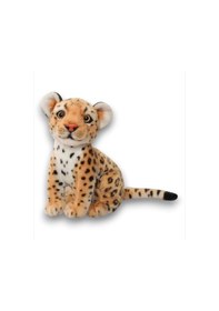 Resim Leopar Peluş Oyuncak Gerçekçi Yüz Cam Göz Hediyelik Uyku Arkadaşı 30 Cm Turuncu 