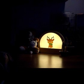 Resim HippoDeco Kişiselleştirilebilir - Hayvan Figürlü Ahşap LED Gece Lambası - Çocuk Odası Masa Lambası 