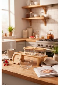 Resim Bernardo Lunaya 3'lü Bambu Standlı Kahvaltılık Büyük Boy Bambu 