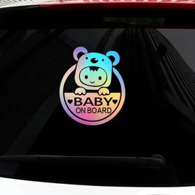 Resim Baby On Board Sticker | Sevimli Arabada Bebek Var Etiketi | Sticker Master - Beyaz 