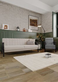 Resim MOBETTO İskandinav 3+1 Çay Seti Koltuk Takımı, İskandinav Üçlü, Evan Kollu Berjer, Kanepe 