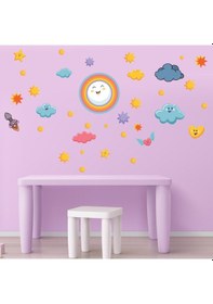 Resim Sevimli Bulutlar Gökkuşağı Ve Yıldızlar Duvar Sticker Seti 