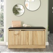 Resim Robin Home Comfort Puflu Minderli Oturaklı Ayakkabılık 3 Kapaklı Dolap 90CM Keçe 