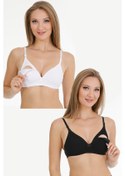 Resim 2li Modal Kaplı Emzirme Sütyeni Siyah-beyaz 