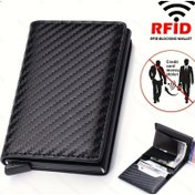 Resim Erkekler için Şık RFID Engelleme Cüzdanı - Çoklu Kart Yuvalı Ultra İnce Alüminyum Alaşım, Şık Metal Tasarım 