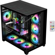 Resim Revenge Supernova x7 ARGB Fanlı ATX Temperli Cam Panel Akvaryum Kumandalı Gaming Bilgisayar Kasası Siyah 