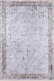Resim Minimalist Açık Gri Eskitme Bej Yunan Anahtar Bordürlü Halı - SH1210GB - Yuvarlak 300x300cm 