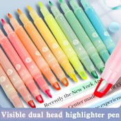 Resim 5'li Paket Çift Taraflı Renkli Vurgulayıcılar, Günlük İşaretleme ve Çizim için Uygun Grafiti Vurgulayıcıları, Öğrenciler için Vurgulayıcı Markerlar - Eğimli Uç, Su Geçirmez Değil, Plastik Malzeme, Ofis, Okul Malzemeleri Hediyeleri Okula Dönüş Sezonu 