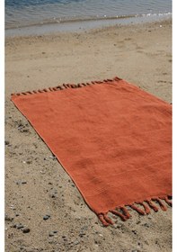 Resim Coastline Kiremit Çift Tarafı Bukle 100x180 Cm Boyasız %100 Organik Pamuk Saçaklı Plaj Havlusu Kiremit 