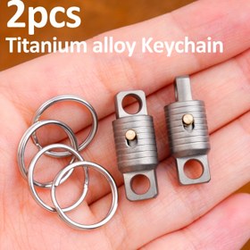 Resim 2 adet Titanyum Alaşımlı Anahtarlık, Paslanmaz Çelik Anahtarlık, Çok Fonksiyonlu Aracı Kilit, Açık Hava Anahtarlık, Mini EDC, Gri Çizgi, Çift Halka Anahtarlık, Pilsiz 
