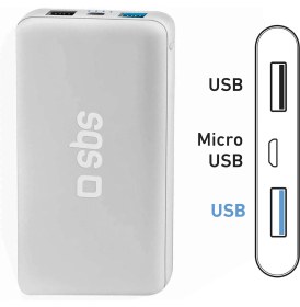 Resim Sbs Intelligent Fast Charge 10.000MAH 2xusba Çıkışlı Powerbank Beyaz 