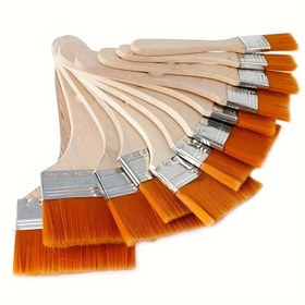 Resim 5 Parça Hake Boya Fırçası Seti, Düz Naylon Fırçalar Sanatçılar için, Yağlı Boya Fırçası Çeşitli Sayılar 1#, 3#, 5#, 7#, 9# - Akrilik, Yağlı Boyalar ve Sulu Boyalar için Çok Yönlü 