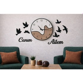 Resim Duvar Saati Modern Ve Şık 40 Cm Kuş Temalı 8 Adettir No 105 Çok Renkli 