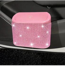 Resim Dashanshop Pembe Kristal Çöp Kutusu Araba Kolçak Çöpü Sepeti Taşınabilir Depolama 