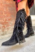 Resim SHOEBELLAS Barbara Siyah Dallas Kadın Topuklu Çizme 