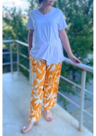 Resim Mia Butik Büyük Beden Bahar Takım Beyaz-turuncu Beyaz-turuncu 
