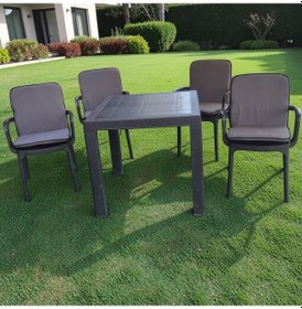 Resim Sandalye Minderi Yıkanabilir Fermuarlı Lastikli 6'lı Gri 4 Cm Sünger Alt 42x42 Sırt 42x42 Gri 