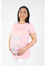 Resim Balins Hamile Mommy Love Tişört Mavi Baskılı 001 